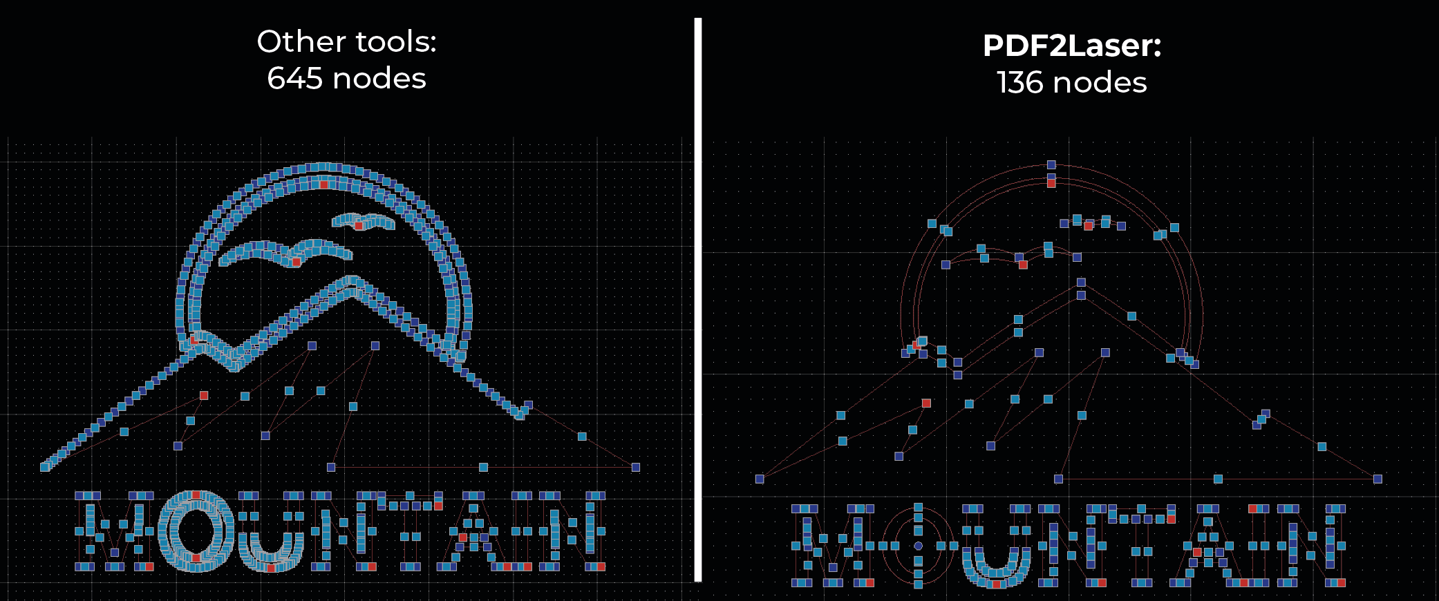 DXF optimization comparison fewer nodes arcs